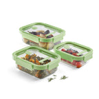 Rectangular Glass Containers Set of 3 - Green
