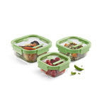 Square Glass Containers Set of 3 - Green