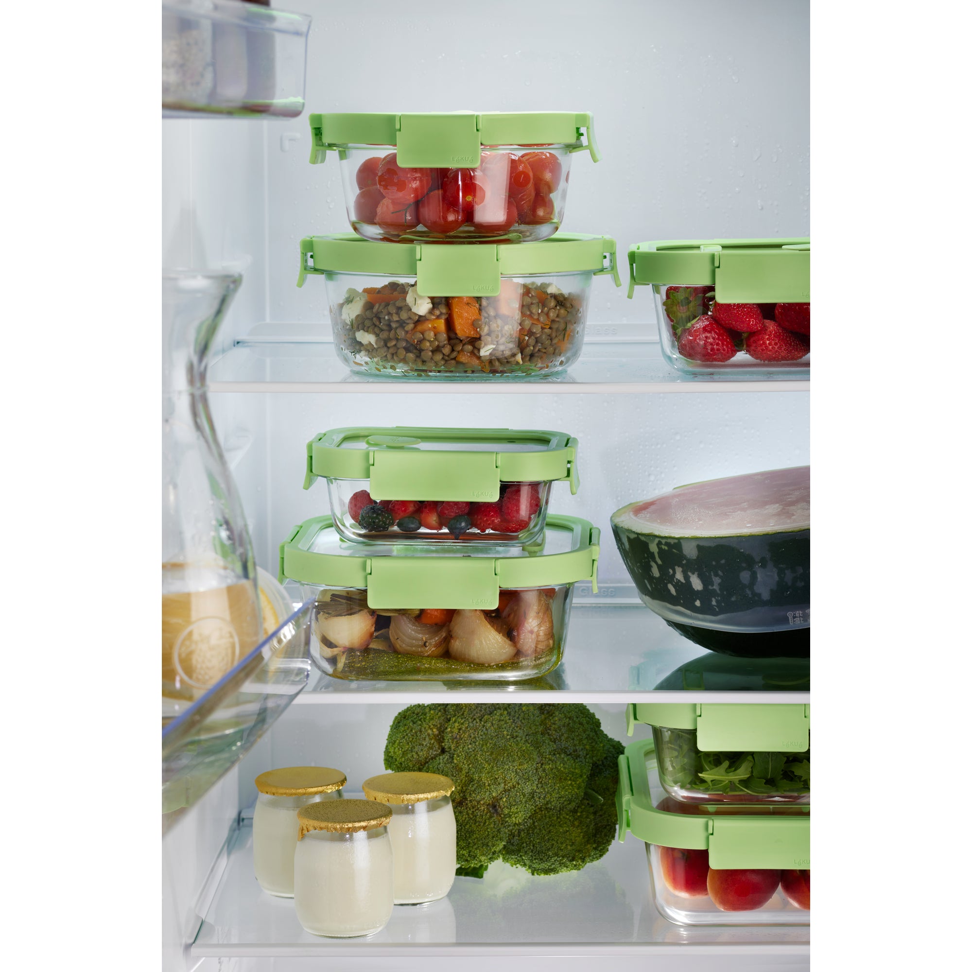 Glass Container Round, 650 ml - Green