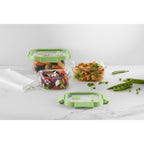 Glass Container Square, 800 ml - Green