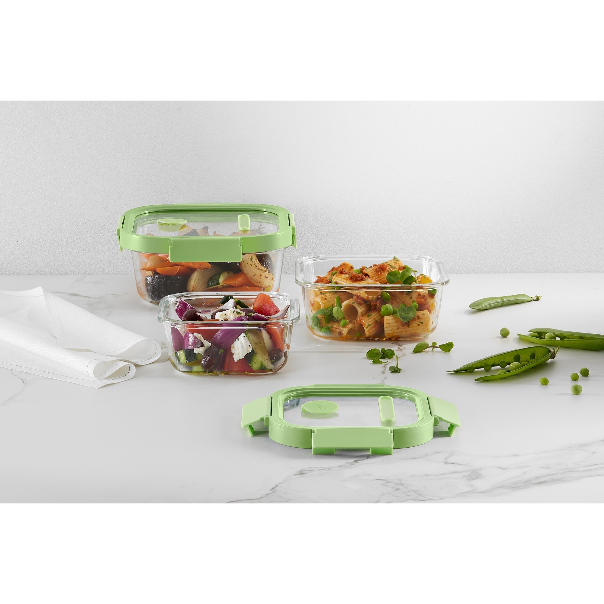 Glass Container Square, 800 ml - Green