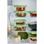 Glass Container Square, 1100 ml - Green