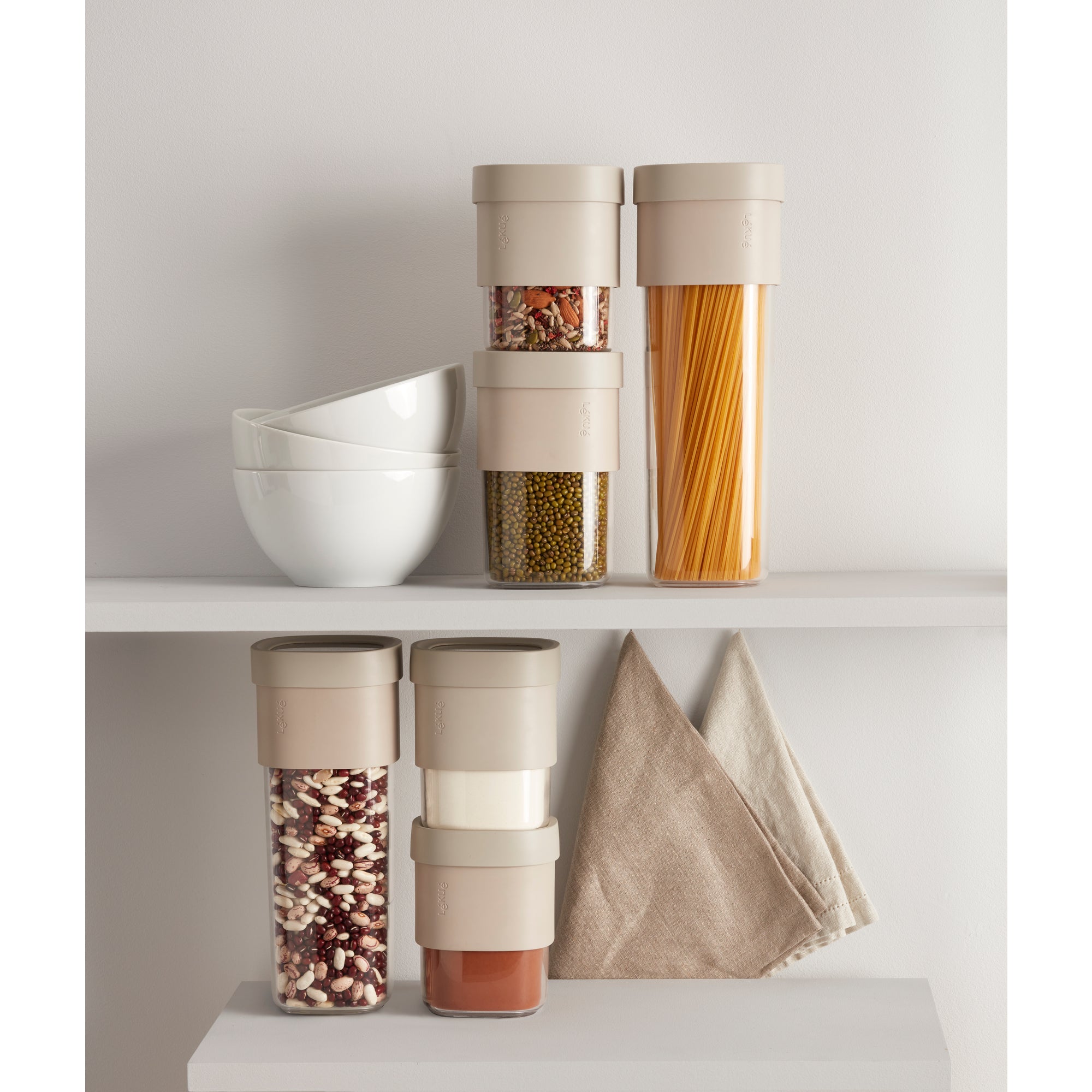 Flip Storage Food Container Large - Beige