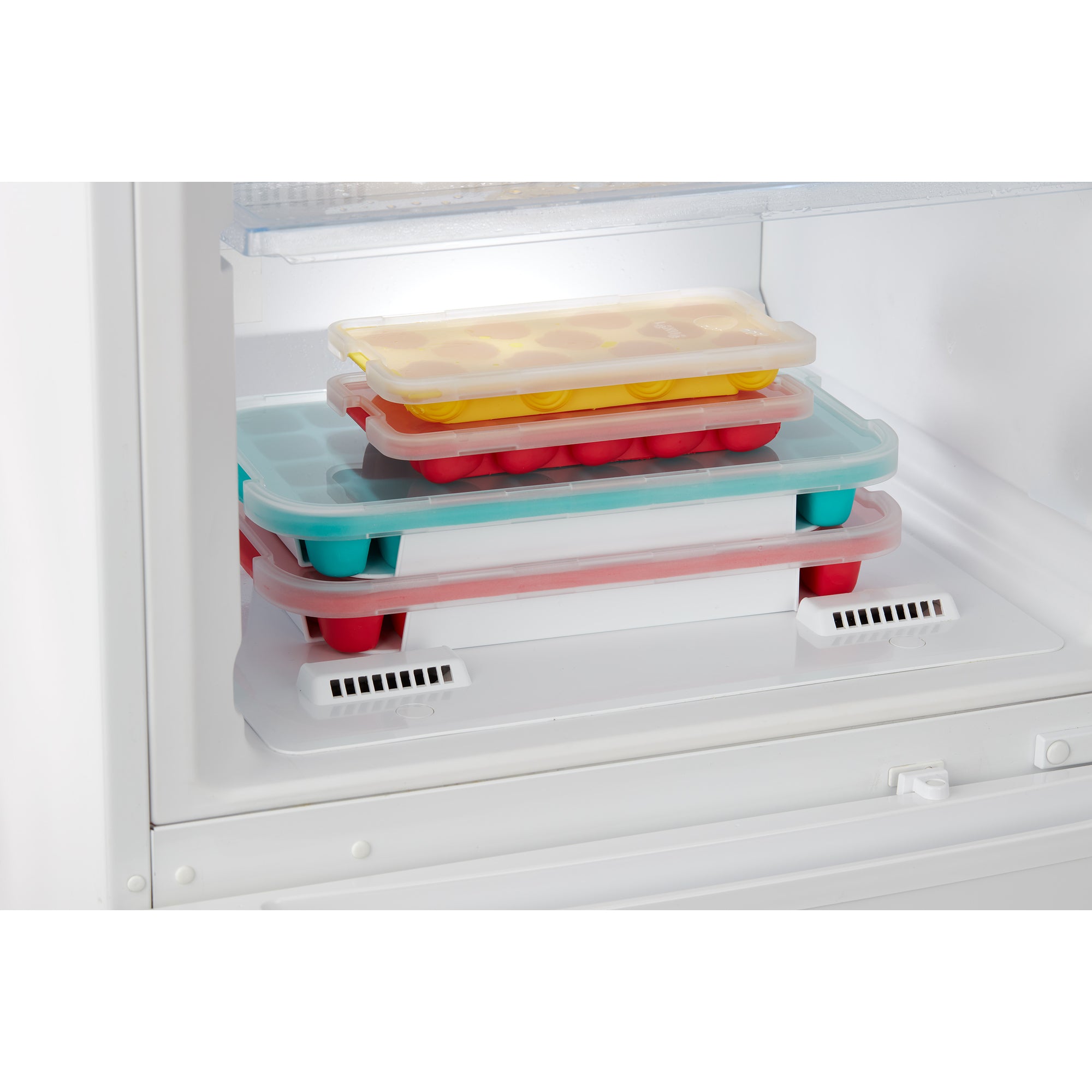 Round Ice Cube Tray with Lid - Red