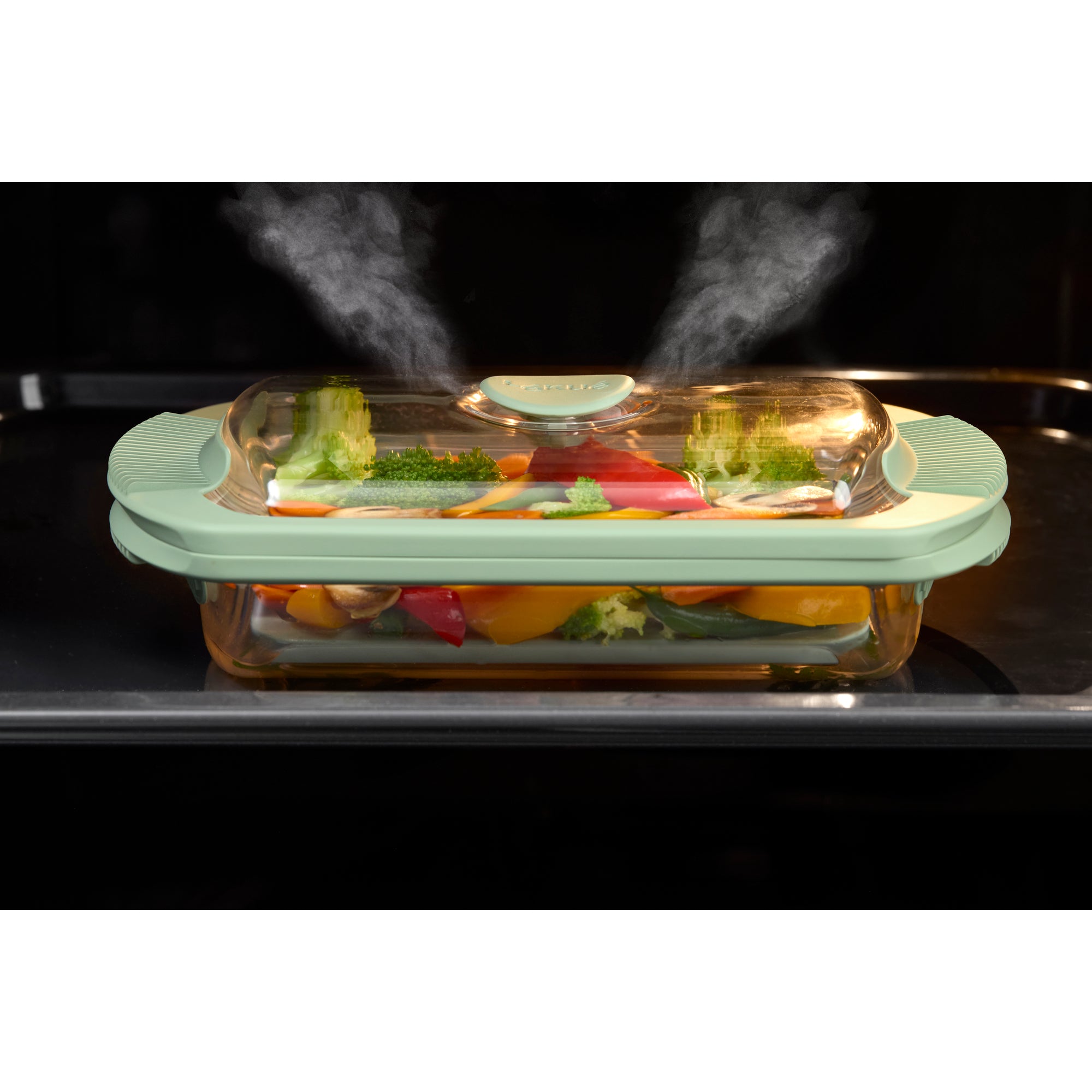 Glass Steam Cooker and Recipe book Set, 2 p, English - Transparent