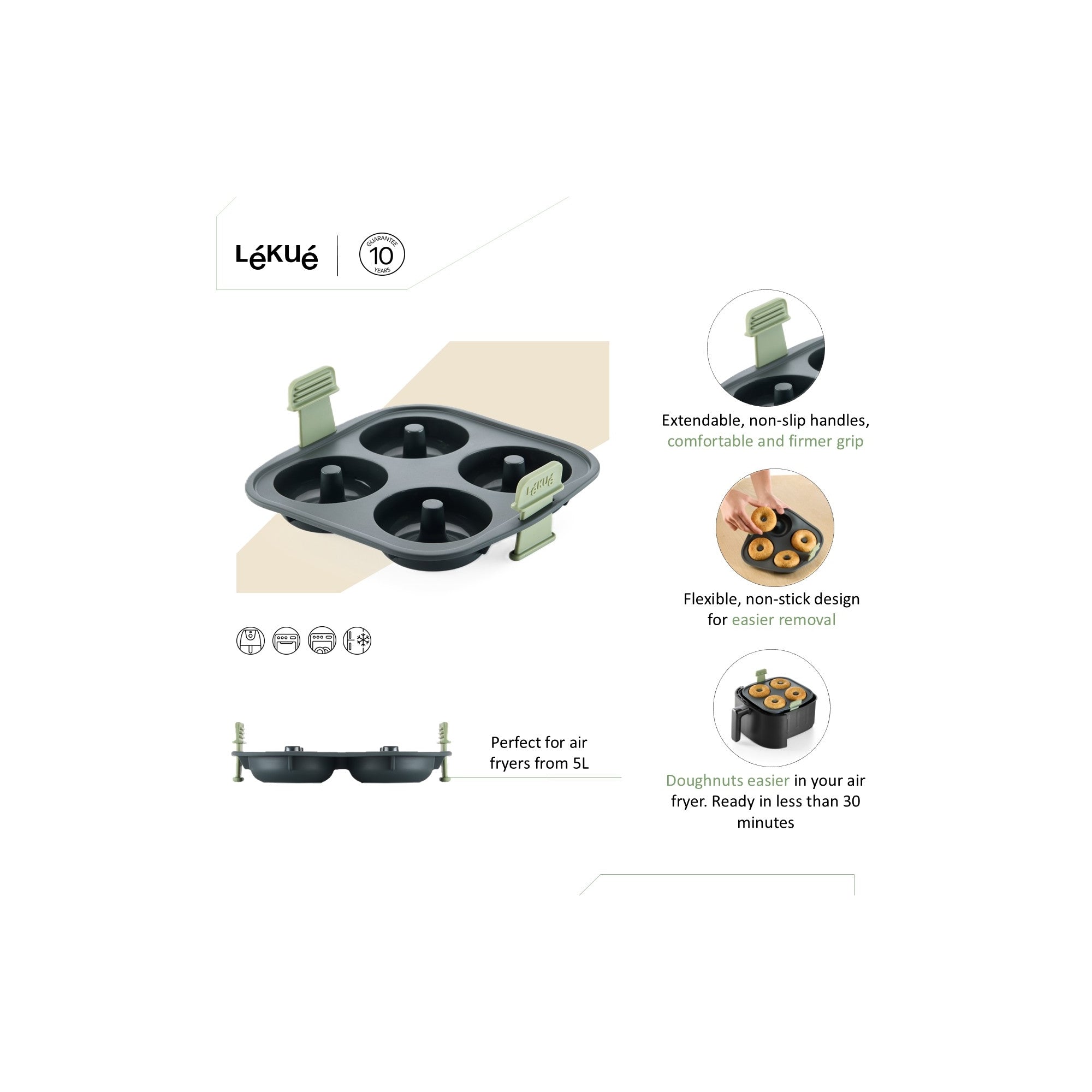 Air fryer Doughnuts Mould - 4 hole - Gre