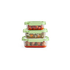 Rectangular Glass Containers Set of 3 - Green