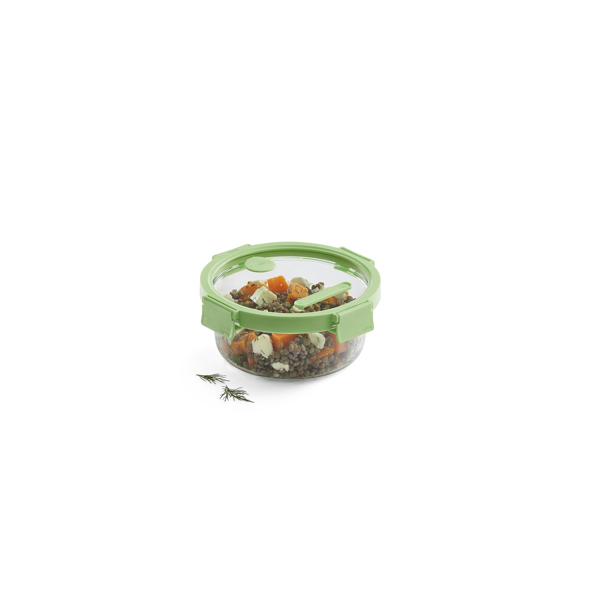 Glass Container Round, 950 ml - Green