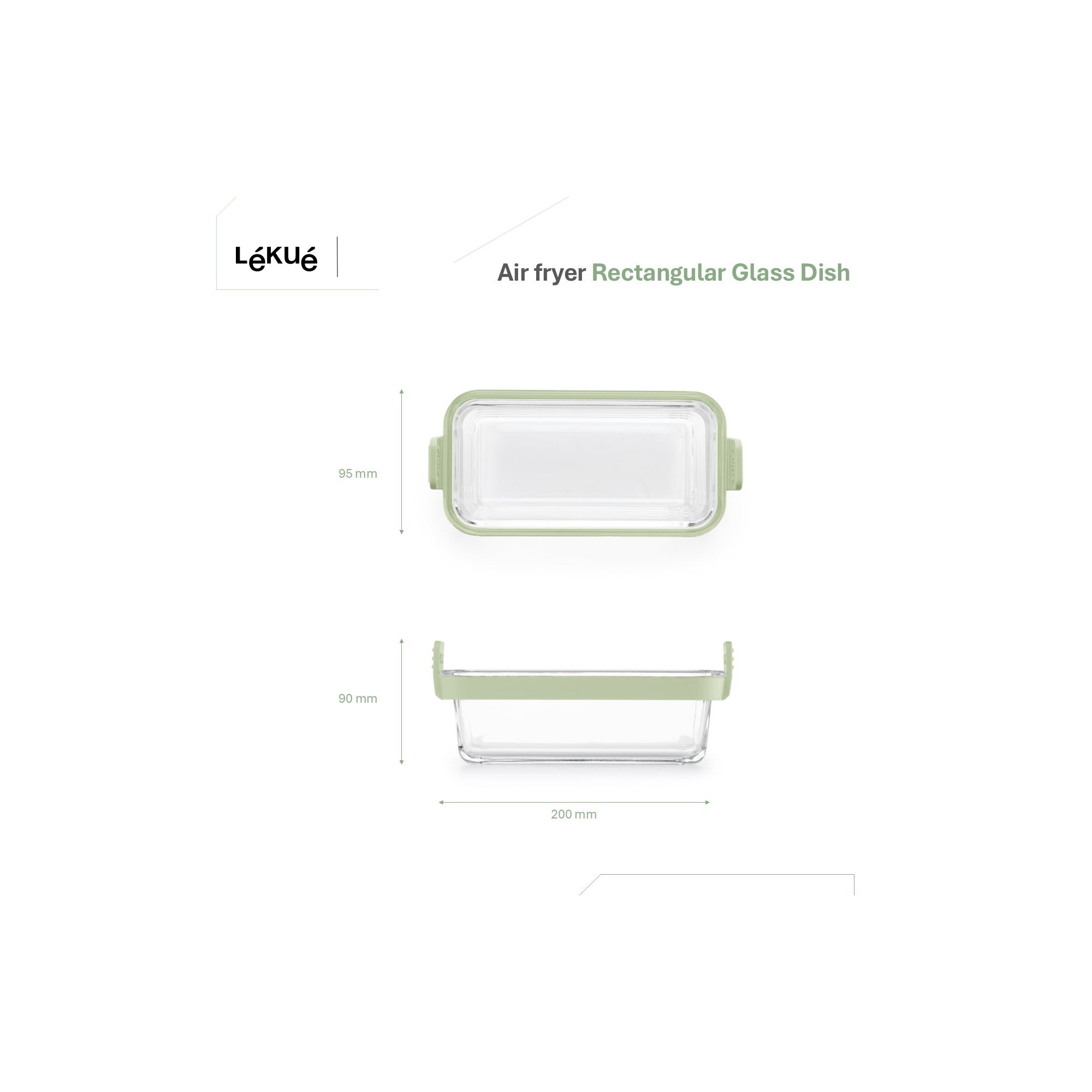 Air fryer Dual rectangular Glass Dishes Set of 2